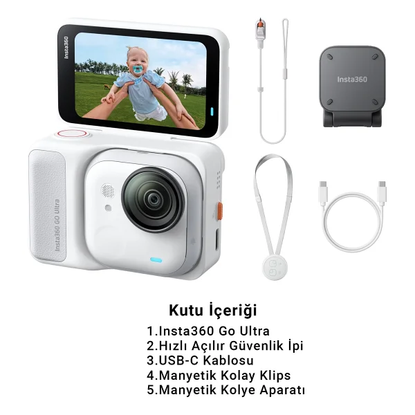 Insta360 Go Ultra Beyaz Aksiyon Kamerası - Görsel 2