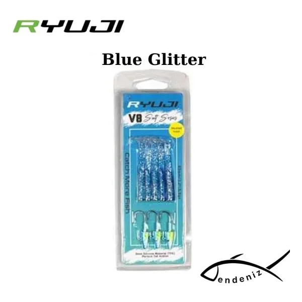 Ryuji V8 10cm 10gr Silikon Yem - White Silver - Görsel 2