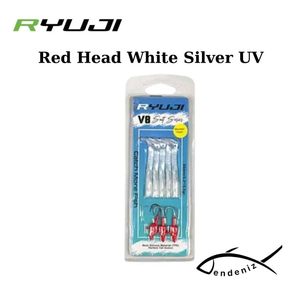 Ryuji V8 10cm 10gr Silikon Yem - White Silver - Görsel 5