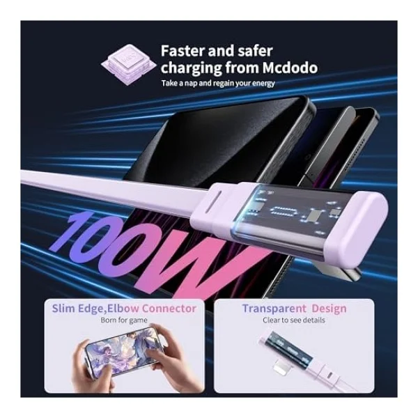 Mcdodo Ca-3424 1.8 M Mor USB To Type-C Hızlı Şarj Kablosu - Görsel 2
