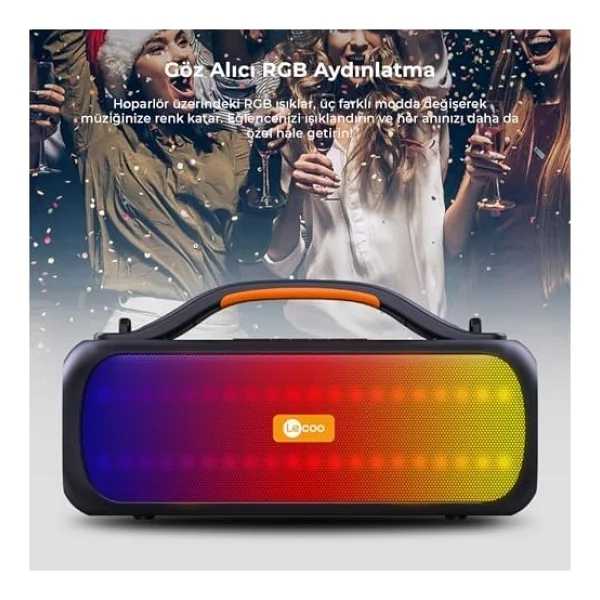 Lenovo Lecoo Ds155 Boombox RGB Bluetooth Hoparlör - Görsel 4