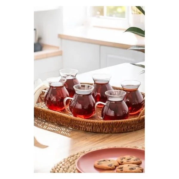 Perotti Keyfi Ala 15528 200 Ml 6'lı Borosilikat Kulplu Çay Bardağı - Görsel 3