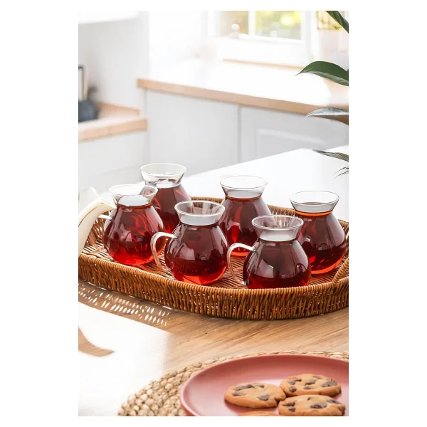 Perotti Keyfi Ala 15528 200 Ml 6'lı Borosilikat Kulplu Çay Bardağı - Görsel 2