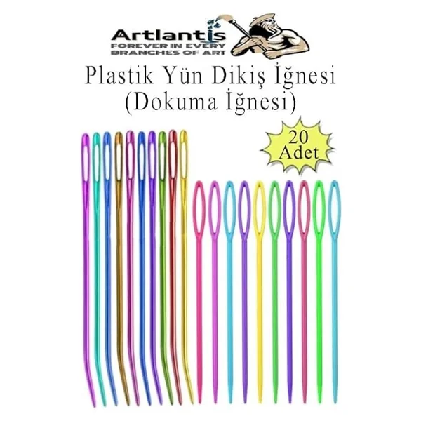 Ve Kıvrımlı Plastik Yün Iğnesi 20 Adet 1 Paket Plastik Dikiş Dokuma Iğnesi Kavisli Iplik Iğne Goblen - Görsel 2