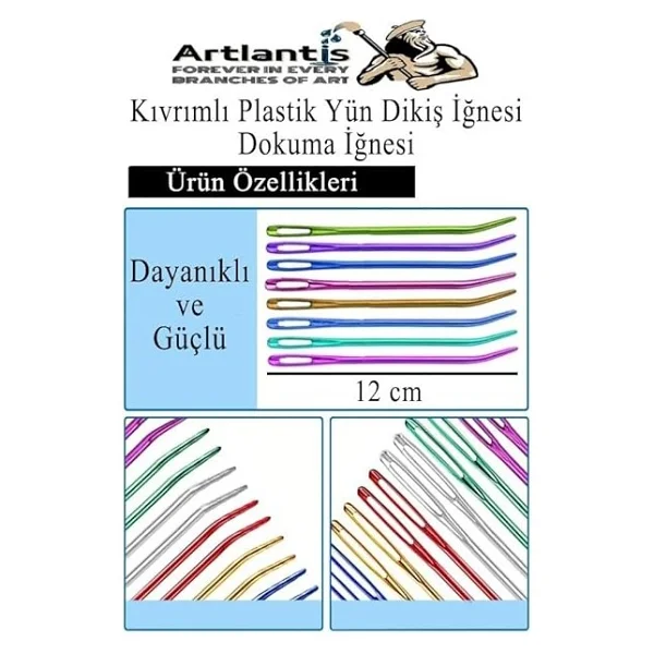 Ve Kıvrımlı Plastik Yün Iğnesi 20 Adet 1 Paket Plastik Dikiş Dokuma Iğnesi Kavisli Iplik Iğne Goblen - Görsel 3