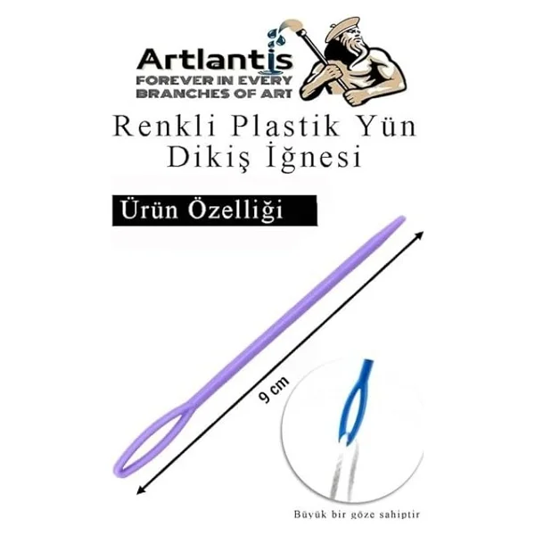 Ve Kıvrımlı Plastik Yün Iğnesi 20 Adet 1 Paket Plastik Dikiş Dokuma Iğnesi Kavisli Iplik Iğne Goblen - Görsel 4