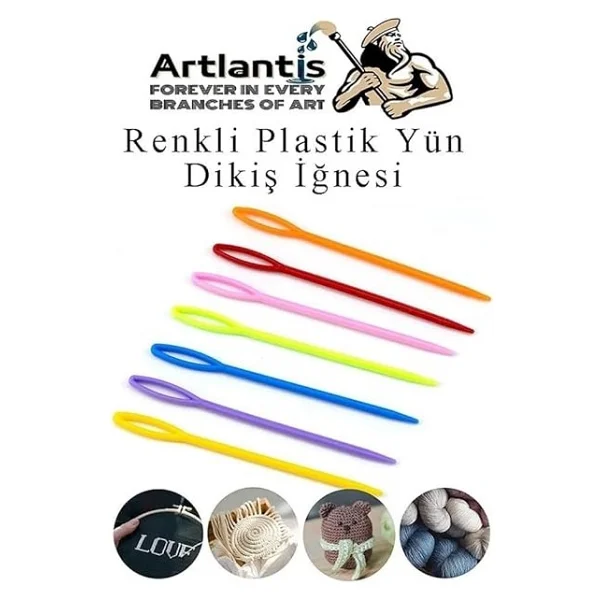 Ve Kıvrımlı Plastik Yün Iğnesi 20 Adet 1 Paket Plastik Dikiş Dokuma Iğnesi Kavisli Iplik Iğne Goblen - Görsel 5