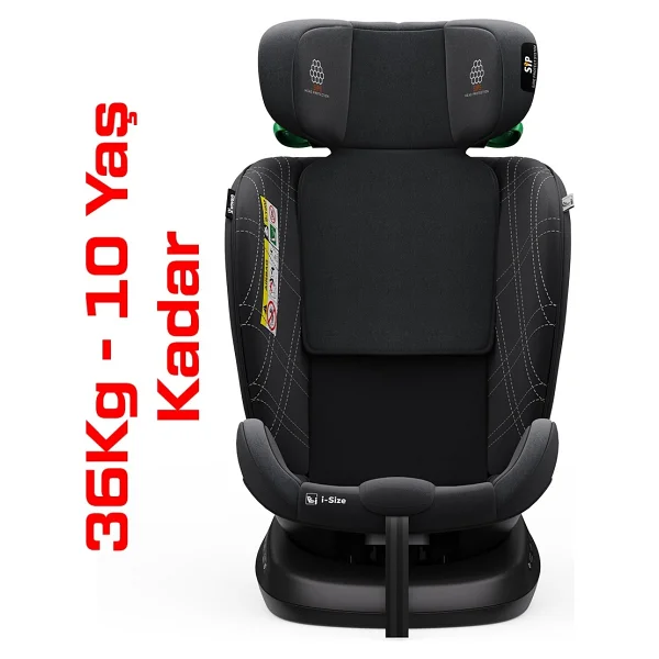 Yoyko Rich Alarmlı 360 Derece Dönebilen I-Size Siyah 0-36 Kg Oto Koltuğu - Görsel 8