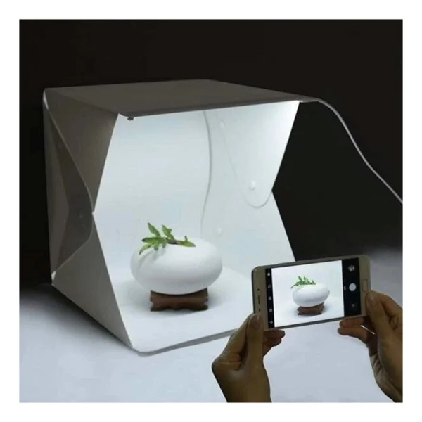 20 X 20 Cm Profesyonel Stüdyo LED Işıklı Çift Sıra Ürün Fotoğraf Çekim Çadırı - Görsel 9