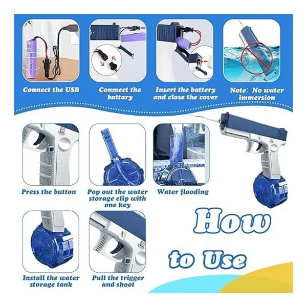 Brother Toys Elektrikli Su Tabancası 500 Ml Kırmızı Mavi 20 Cm 10 Metre Menzilli Güvenli Oyun - 3+ Yaş - Görsel 6
