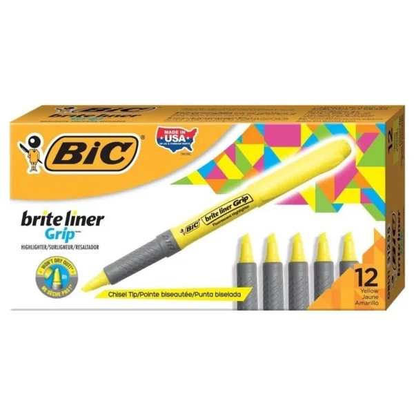 Bic Marking Brite Liner Grip Sarı Fosforlu Kalem - Görsel 8