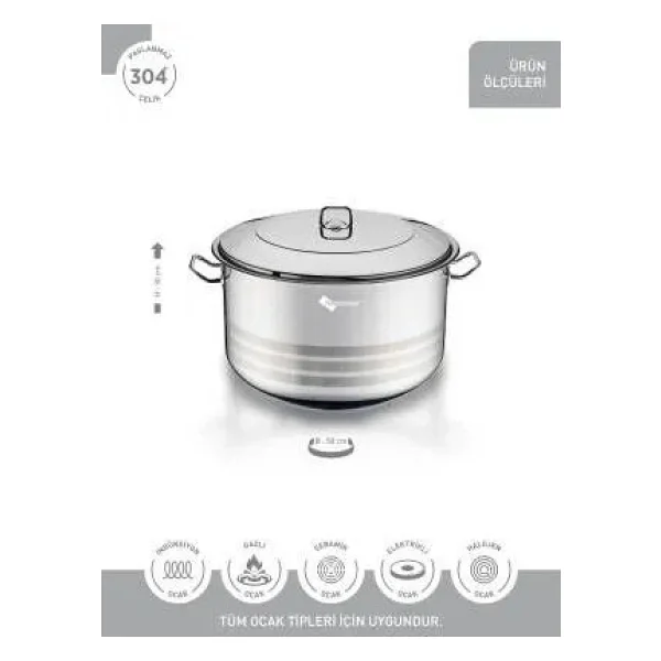 Hascevher Gastro 50x30 cm 60 lt Tencere - 50 x 30 cm - Görsel 3