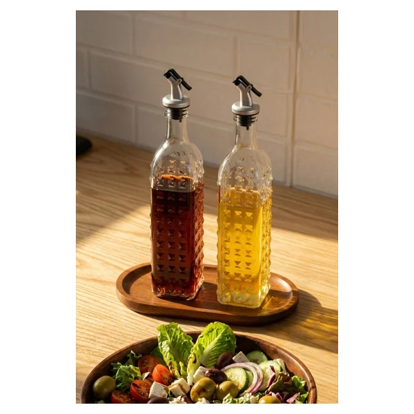 Porsima Dhz90116-3 2li Sızdırmaz Kapaklı Cam Yağlık Sirkelik Yağdanlık 500ml - Görsel 5