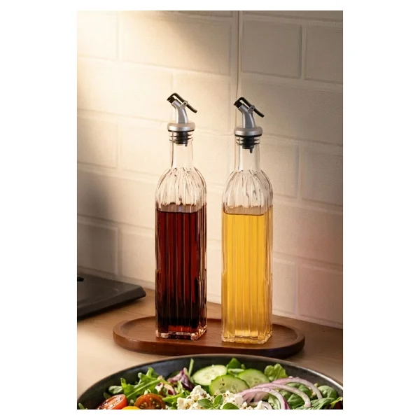 Porsima Dhz90116-3 2li Sızdırmaz Kapaklı Cam Yağlık Sirkelik Yağdanlık 500ml - Görsel 2