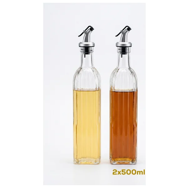 Porsima Dhz90116-3 2li Sızdırmaz Kapaklı Cam Yağlık Sirkelik Yağdanlık 500ml - Görsel 3