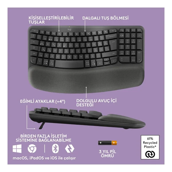Logitech Wave Keys 920-012311 Q Kablosuz Klavye - Görsel 4
