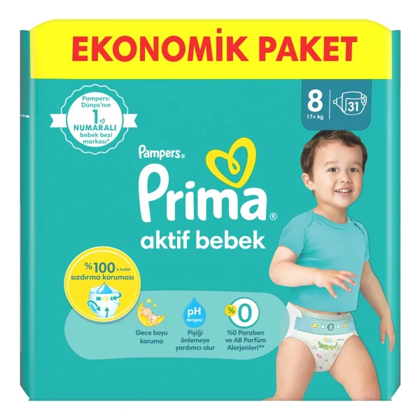 Prima Aktif 8 Numara Xxx Large 31'li Bebek Bezi - Görsel 2