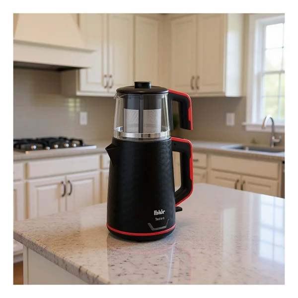 Fakir Tastea Siyah Kırmızı 1650 W Cam Demlikli Çay Makinesi - Görsel 5