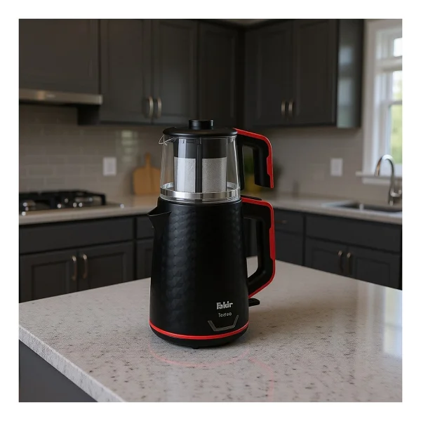 Fakir Tastea Siyah Kırmızı 1650 W Cam Demlikli Çay Makinesi - Görsel 6