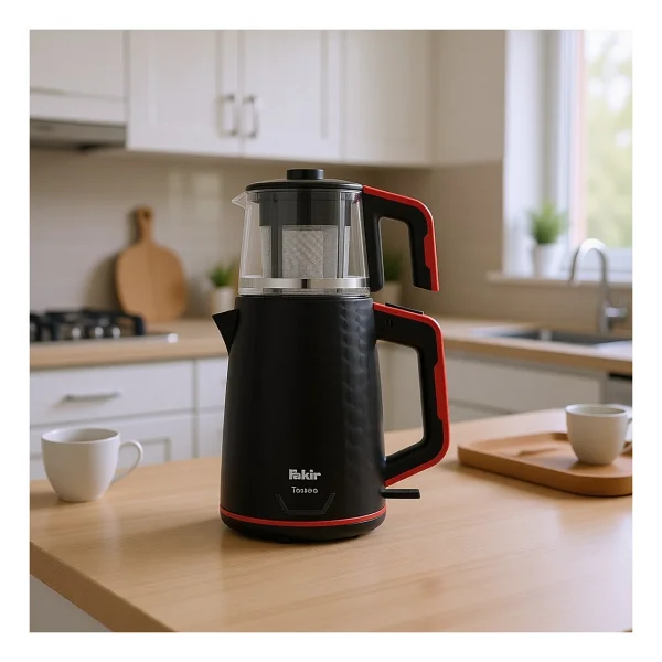 Fakir Tastea Siyah Kırmızı 1650 W Cam Demlikli Çay Makinesi - Görsel 7