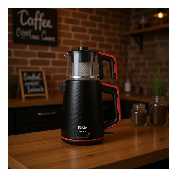 Fakir Tastea Siyah Kırmızı 1650 W Cam Demlikli Çay Makinesi - Görsel 8