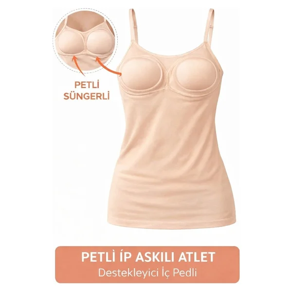 Kota Kadın Atlet 2'li Pedli Ince Ip Askılı Pamuklu 1 Siyah 1 Beyaz Sütyenli Kadın Atlet-Bluz - Görsel 4