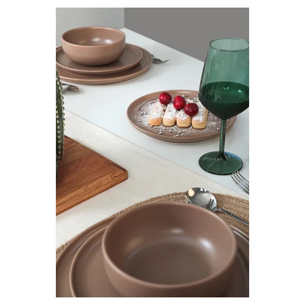 Keramika Nordic Mat Toprak Taupe 18 Parça 6 Kişilik Yemek Takımı - Görsel 6