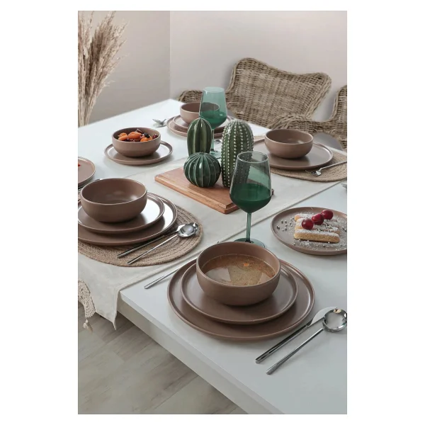 Keramika Nordic Mat Toprak Taupe 18 Parça 6 Kişilik Yemek Takımı - Görsel 8