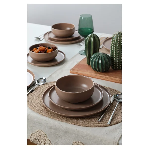 Keramika Nordic Mat Toprak Taupe 18 Parça 6 Kişilik Yemek Takımı - Görsel 9