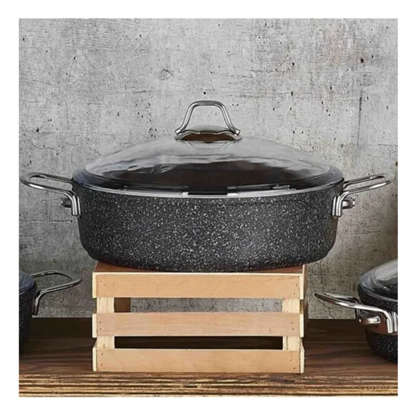 Falez Black Line 26 cm Granit Basık Tencere - Siyah - Görsel 6