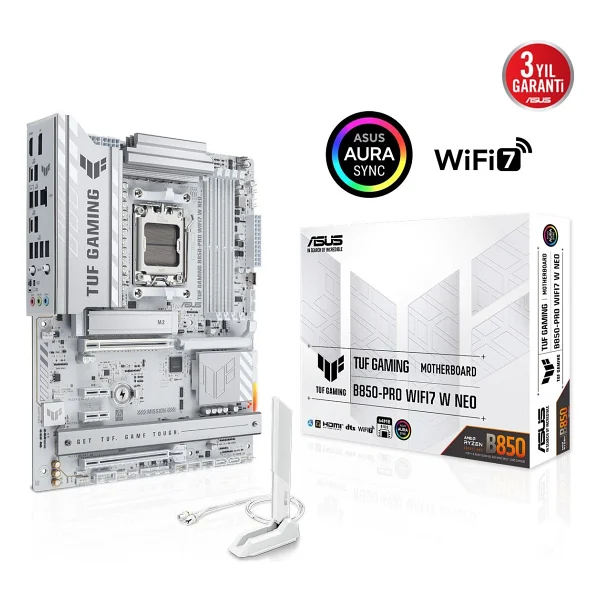 Asus Tuf Gaming B850-Pro Wıfı7 W Neo AMD Am5 DDR5 Atx Anakart - Görsel 3