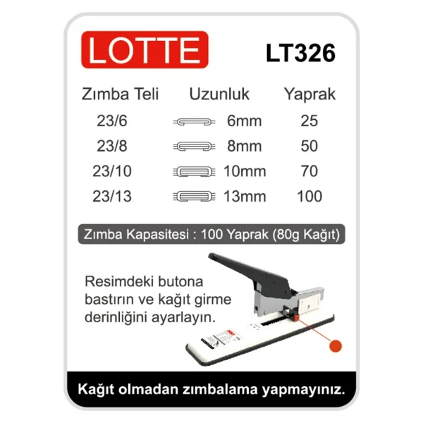 Lotte Zımba Makinesi Arşiv Tipi 100 Yaprak - Görsel 4