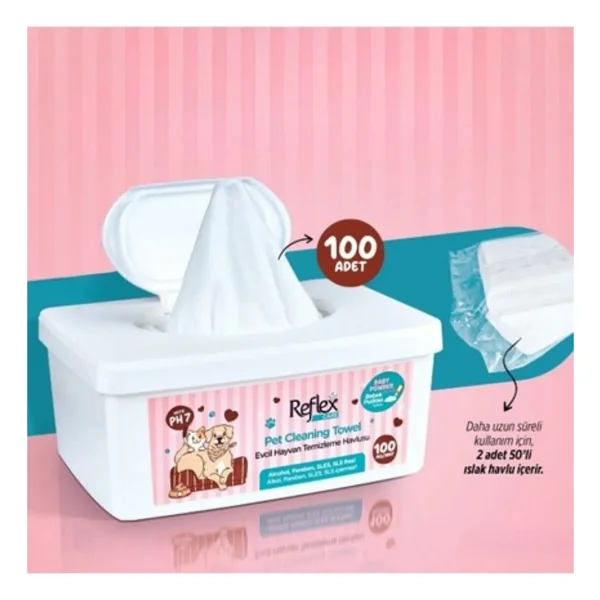 Reflex Care Kedi & Köpek Temizleme Mendili 100 Lü Alkol Ve Paraben İçermeyen Ph7 - Görsel 3