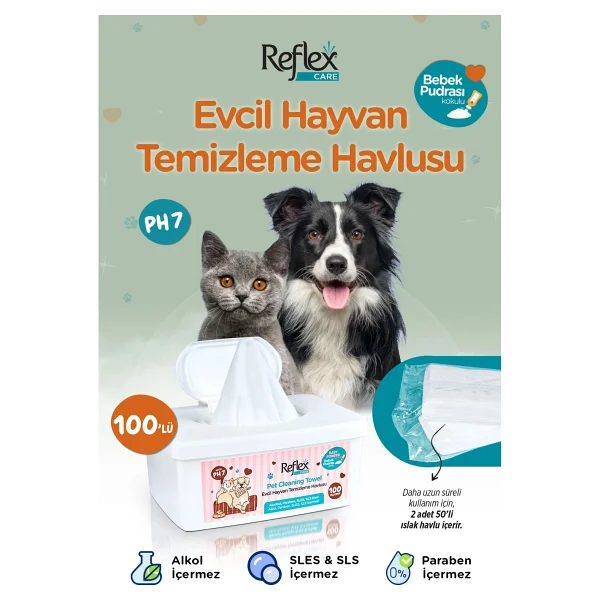 Reflex Care Kedi & Köpek Temizleme Mendili 100 Lü Alkol Ve Paraben İçermeyen Ph7 - Görsel 7