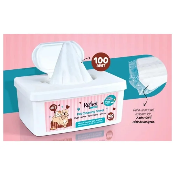 Reflex Care Kedi & Köpek Temizleme Mendili 100 Lü Alkol Ve Paraben İçermeyen Ph7 - Görsel 8