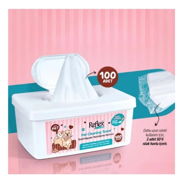 Reflex Care Kedi & Köpek Temizleme Mendili 100 Lü Alkol Ve Paraben İçermeyen Ph7 - Görsel 9