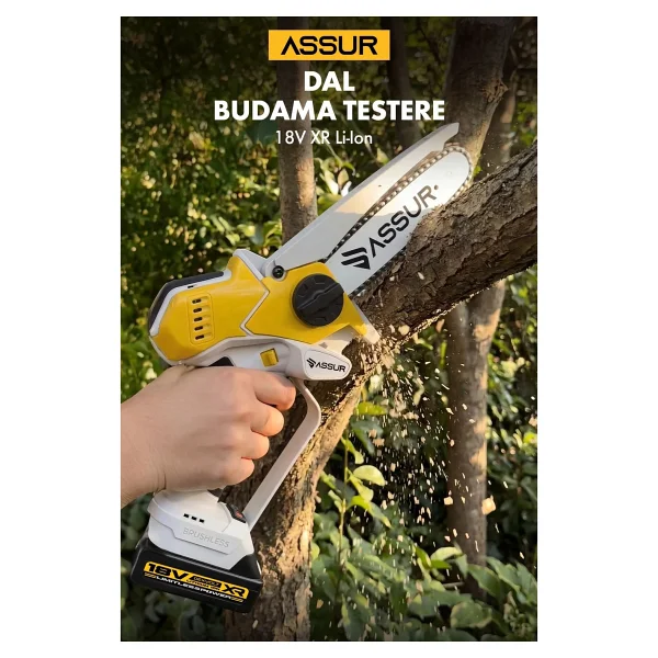 Assur Extra Power Kömürsüz Motor Şarjlı El Testeresi Ağaç Odun Dal Kesme Budama Turuncu - Görsel 3