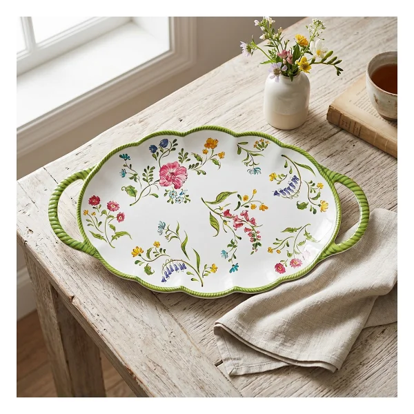 Lucky Art Laurus 58 Cm Melamin Kulplu Tepsi - Görsel 2