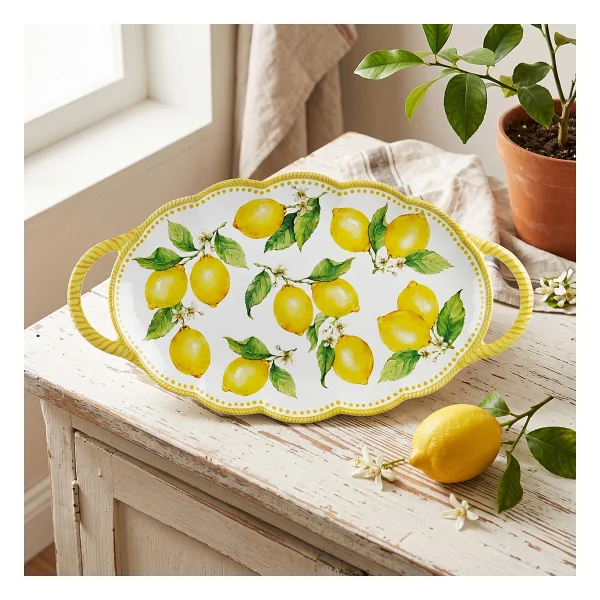 LuckyArt Limora Melamin 48 cm Kulplu Oval Tepsi - Görsel 2