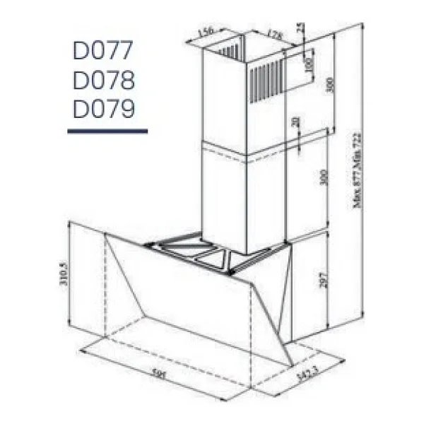 Ferre D079 Gri Cam Duvar Tipi Davlumbaz - Görsel 3