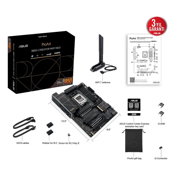 Asus Proart B850-Creator Wi-Fi Neo AMD Am5 DDR5 Atx Anakart - Görsel 6