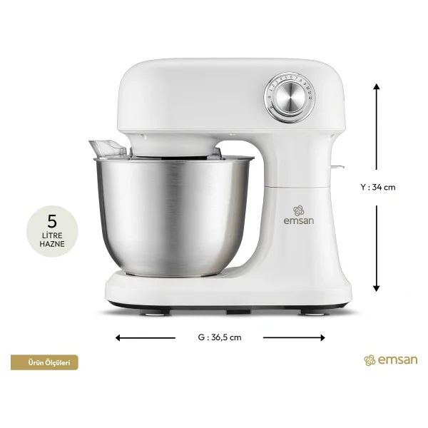 Emsan Bella Gusto Pro 1500 W Krem 5 Lt Stand Mikser - Görsel 2