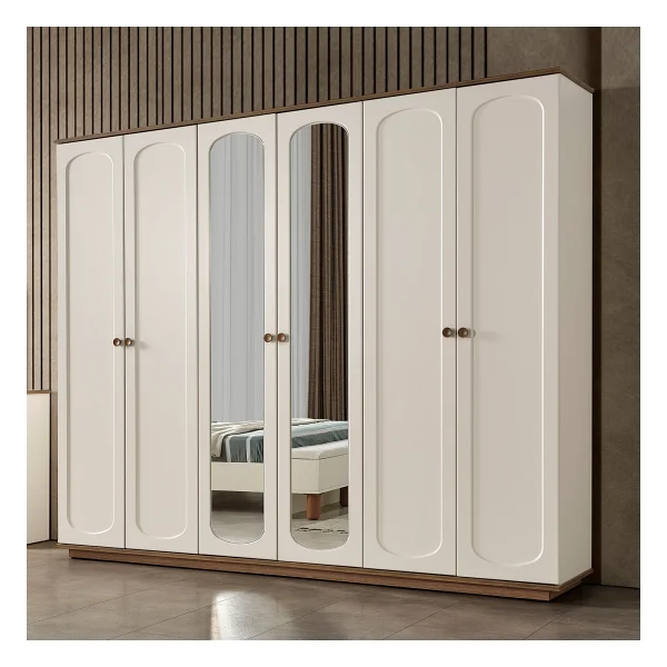 Edsy Home Sude 6 Kapaklı Gardırop - Beyaz - Görsel 5