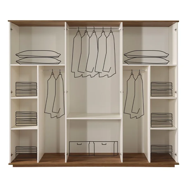 Edsy Home Sude 6 Kapaklı Gardırop - Beyaz - Görsel 2