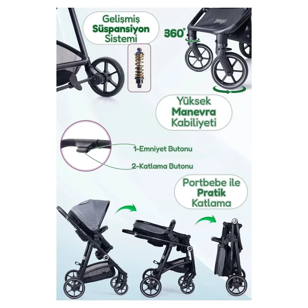 Prego Stein Travel Sistem Bebek Arabası - Görsel 5
