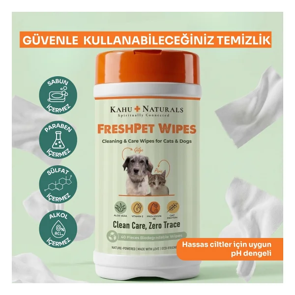 Kahu Naturals Kedi Ve Köpekler İçin Temizleme Mendili 40'lı - Görsel 5
