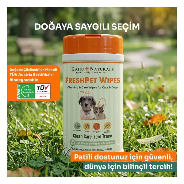 Kahu Naturals Kedi Ve Köpekler İçin Temizleme Mendili 40'lı - Görsel 6
