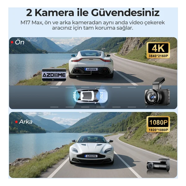 Azdome M17 Max 4K 2 Kameralı Adas Araç Kamerası - Görsel 4