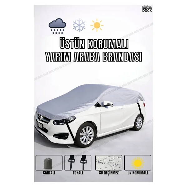 Dock Gri Yarım Araba Brandası (4mevsim Kullanım) - Görsel 6