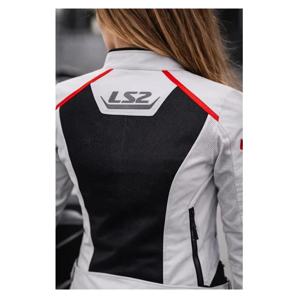 Ls2 Breeze Kadın Gri-Kırmızı Yazlık Motosiklet Montu - Görsel 2